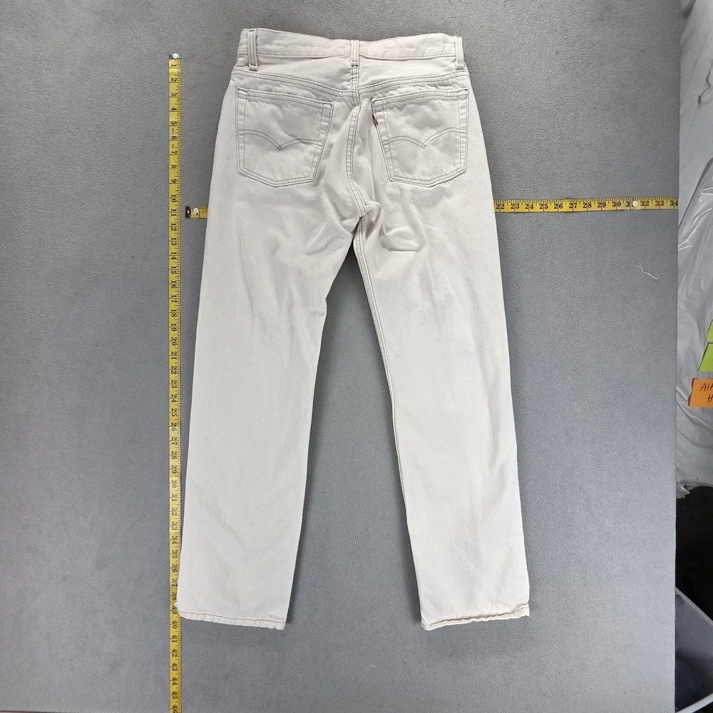 Vintage Levis 501 Jeans Mens White Straight Button Fly USA 90s Fits 28x30